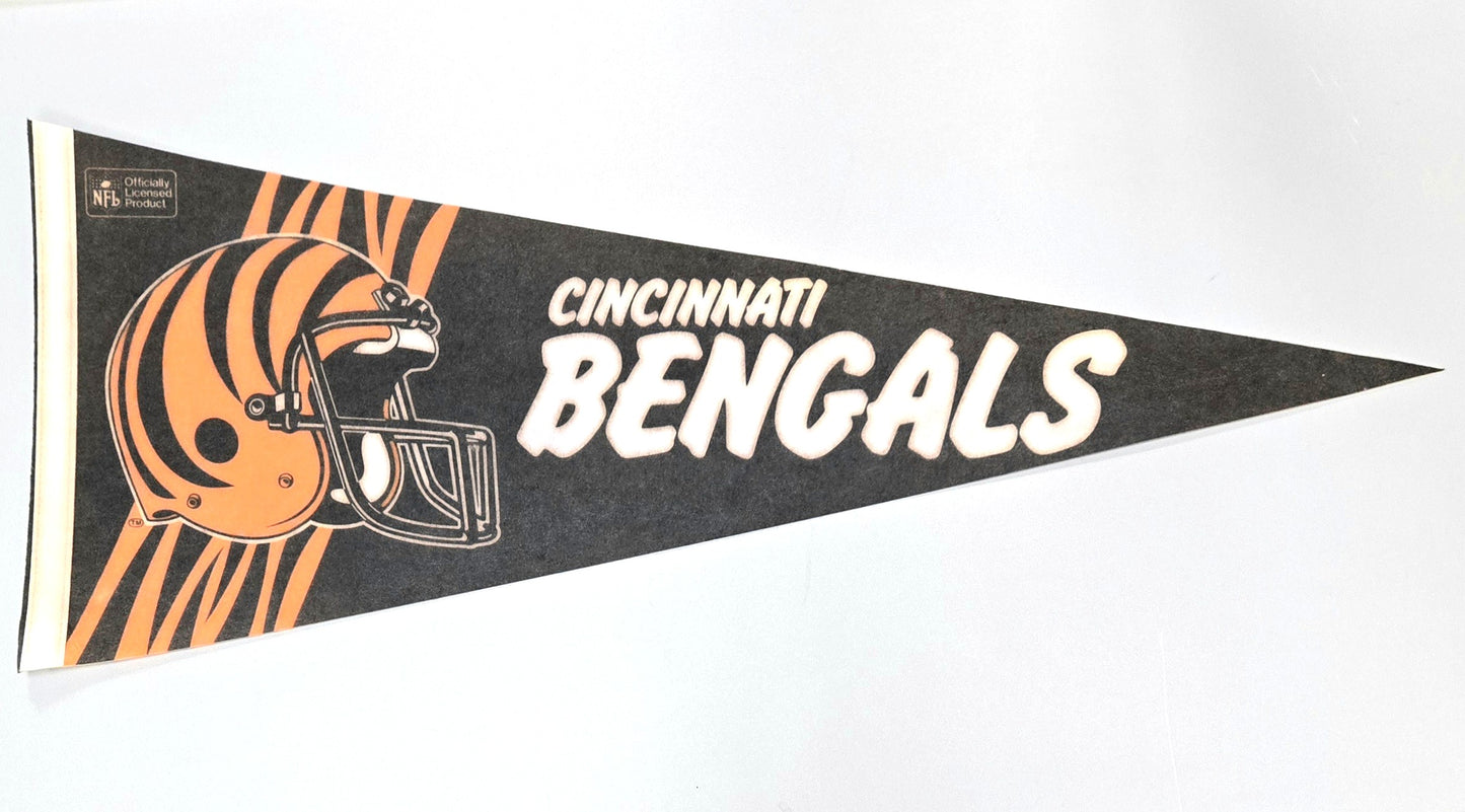 1980s Cincinnati Bengals Official National Football League Vintage Felt Pennant Banner 12" x 30"