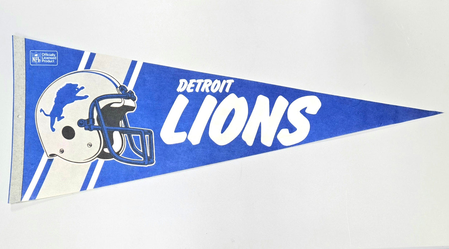 1980s Detroit Lions Official NFL National Football League Vintage Pennant Banner 12" x 30"