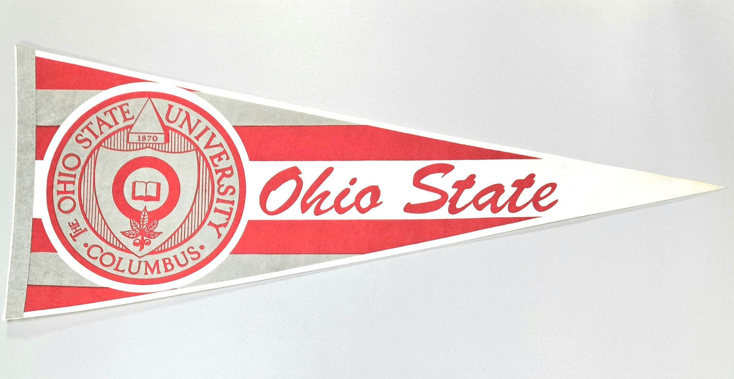 2000s Ohio State University Buckeyes NCAA Vintage Felt Pennant Banner 12" x 30"