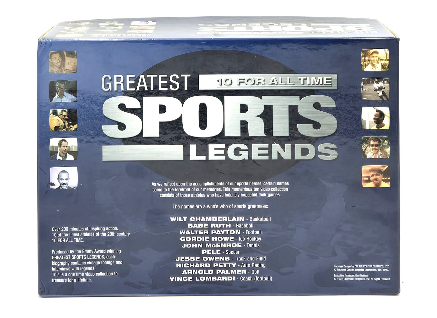 1999 Legends Enterprises Greatest Sports Legends 10 For All Time VHS Tape Box Set (10 Videocassettes)