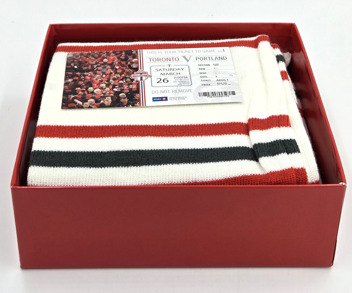 2011 Toronto Football Club Season Five Season Tickets Gift Scarf Set in Box (2 Scarves, 2 Tickets)