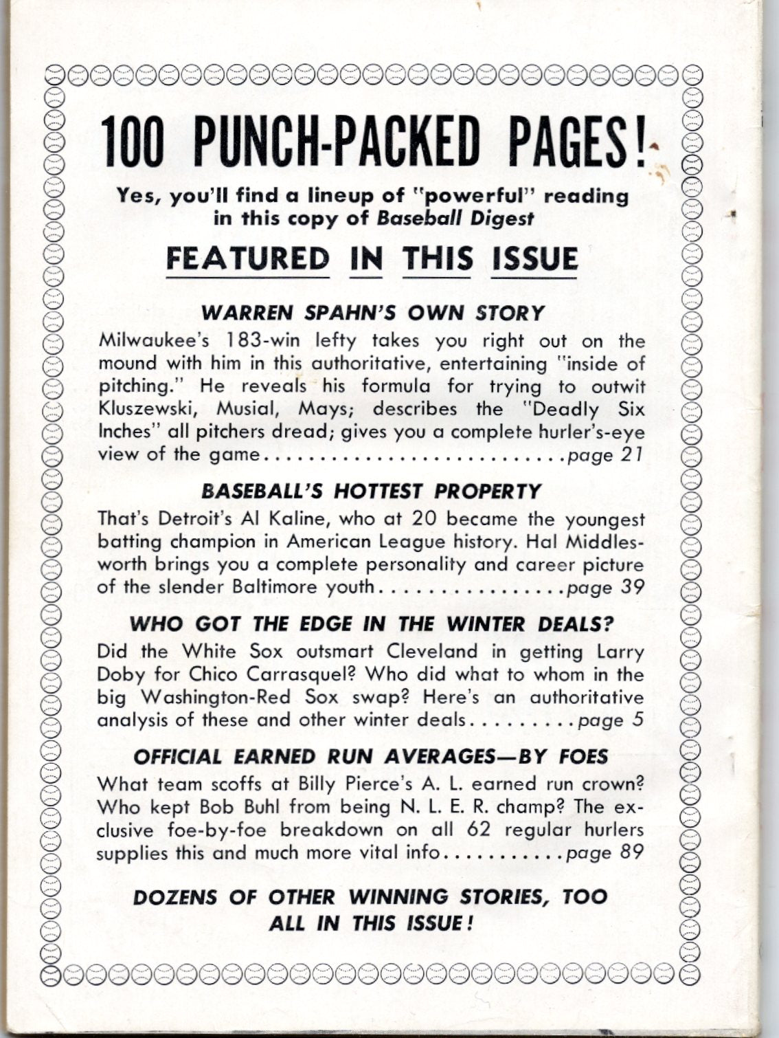 Baseball Digest Vintage Magazine (January February 1956) Al Kaline