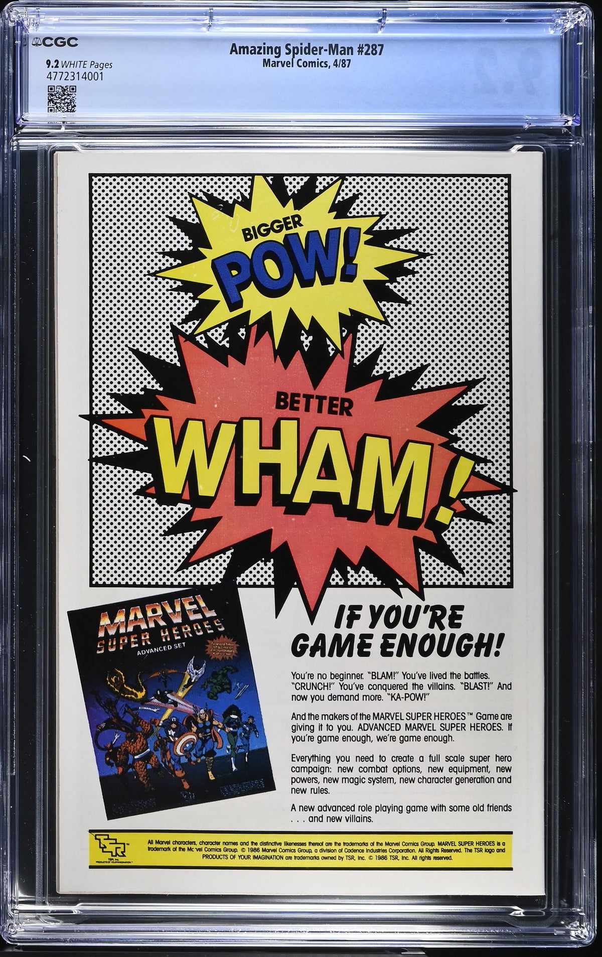 1987 Marvel Amazing Spider-Man #287 Graded Comic Book CGC 9.2 Daredevil Cover