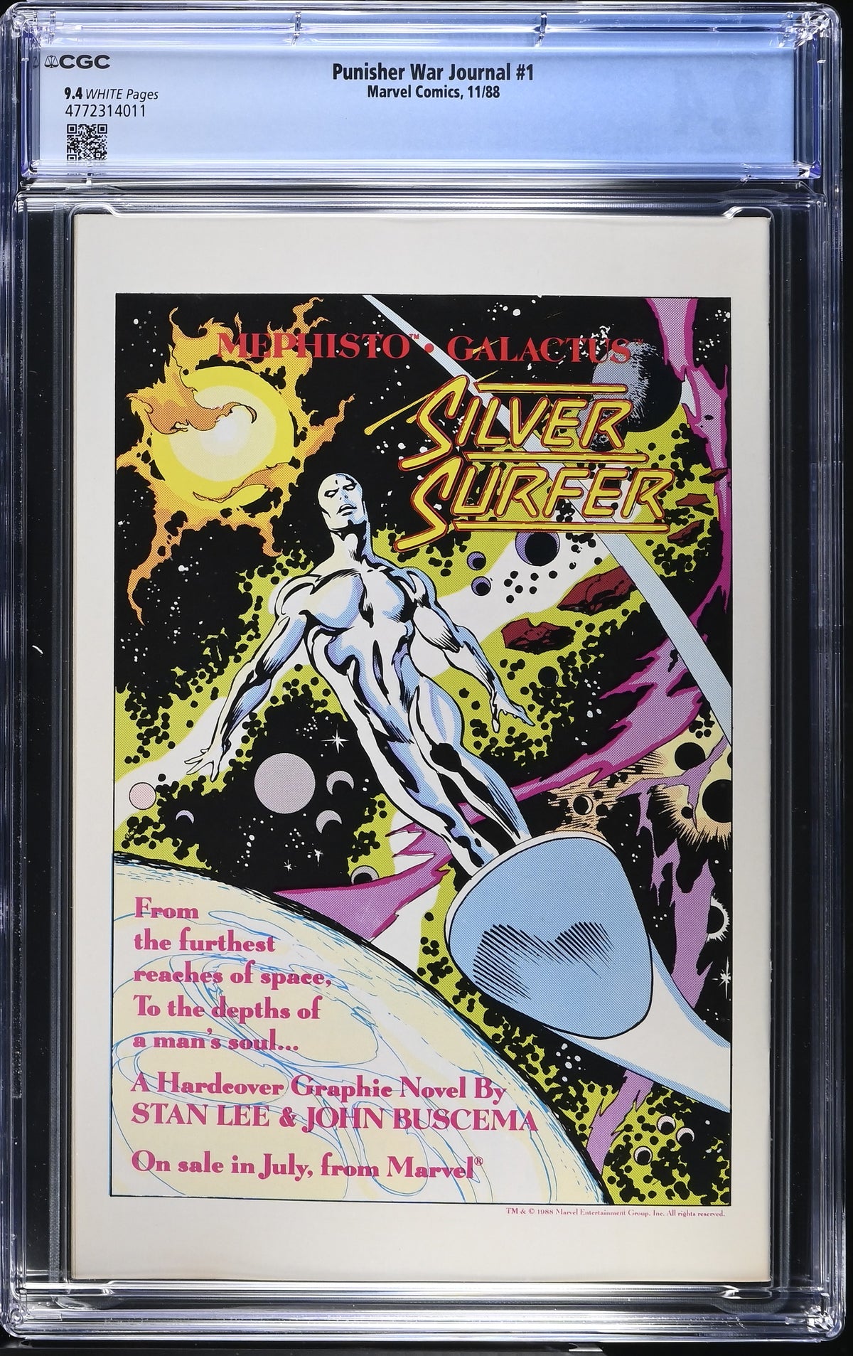 1988 Marvel Punisher War Journal #1 Graded Comic Book CGC 9.4 Origin of The Punisher