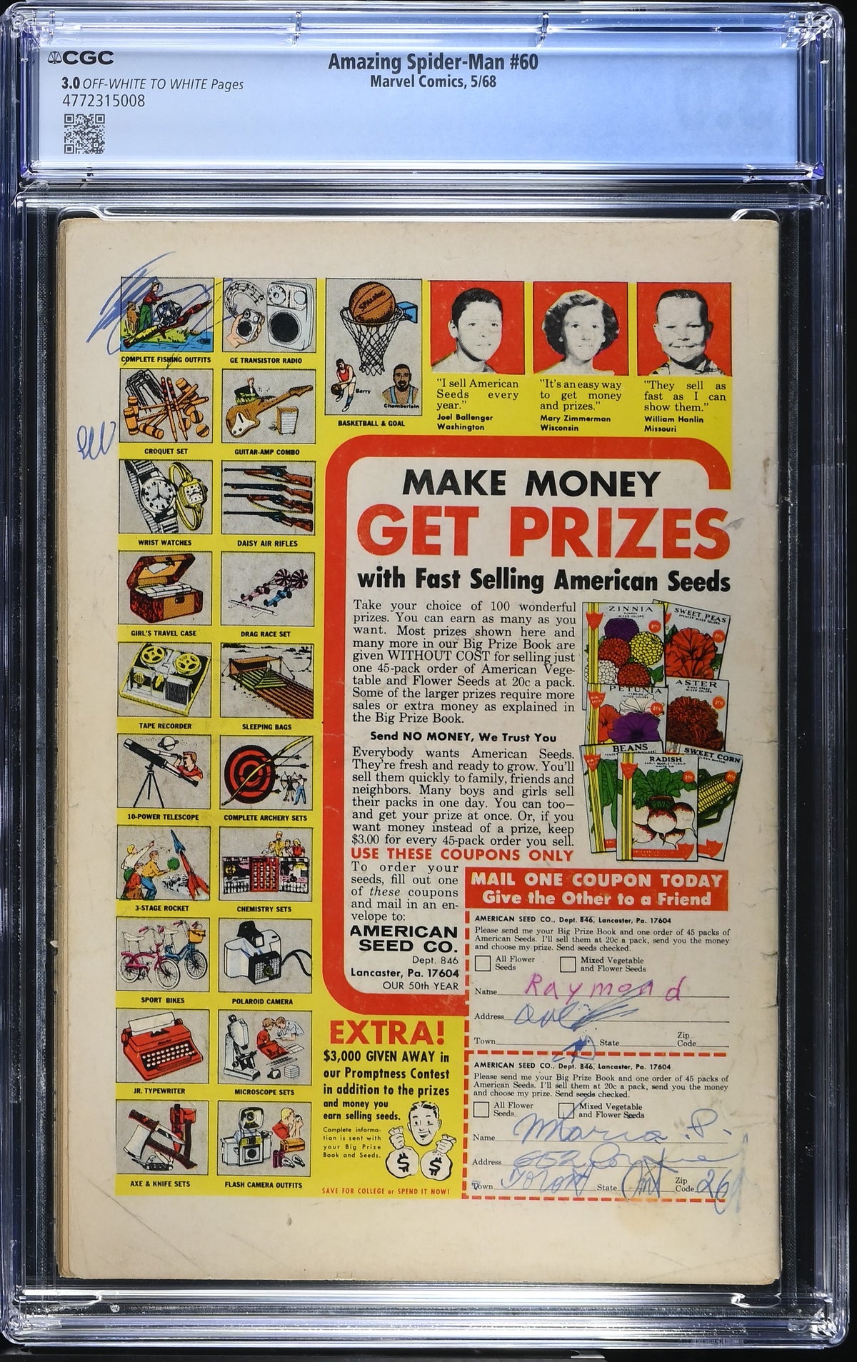 1968 Marvel Amazing Spider-Man #60 Graded Comic Book CGC 3.0 Kingpin Cover