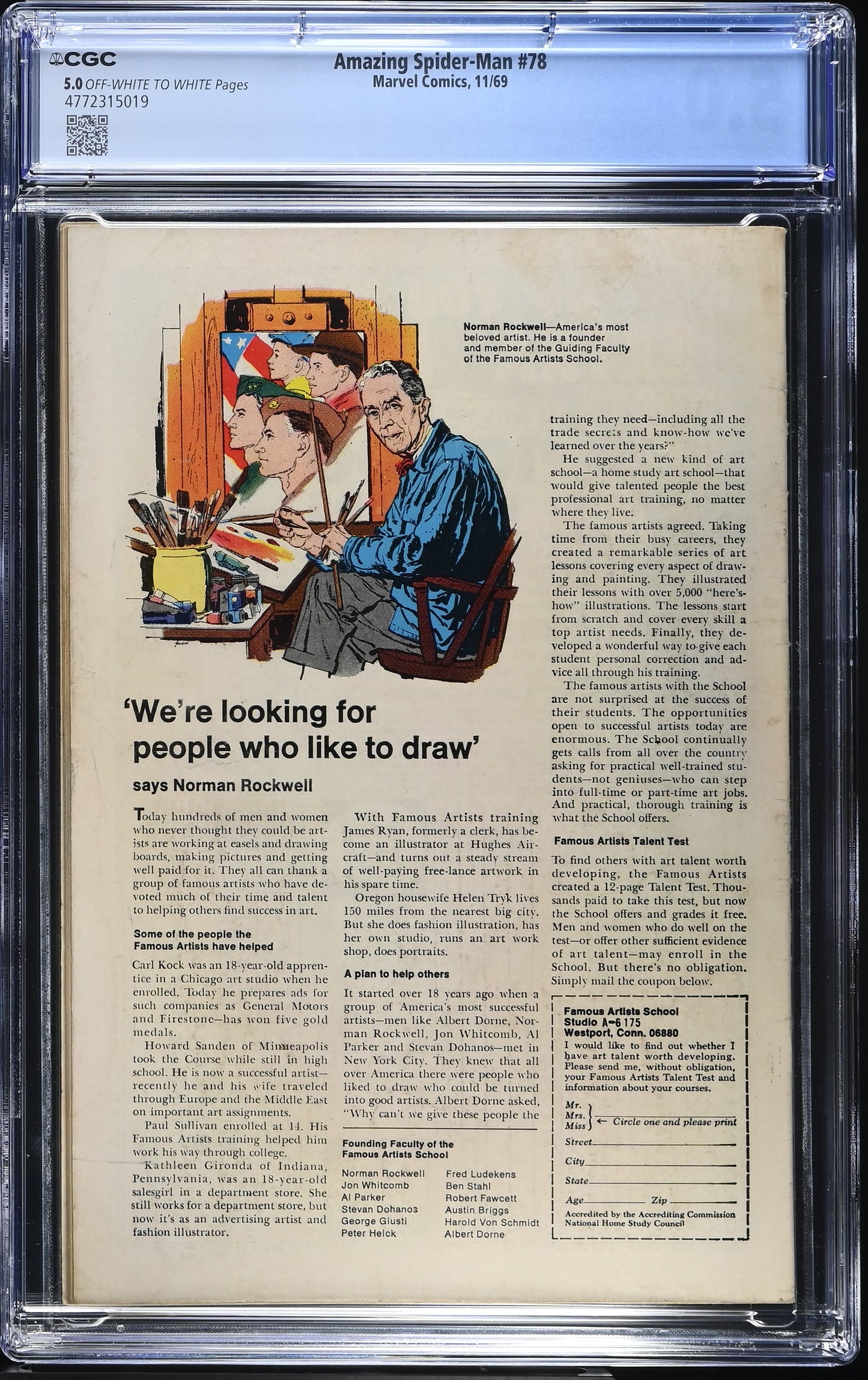 1969 Marvel Amazing Spider-Man #78 Graded Comic Book CGC 5.0 Origin & 1st Appearance Prowler (Hobie Brown)