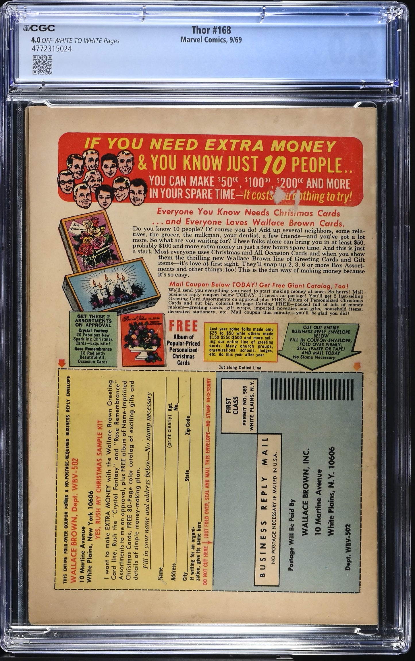 1969 Marvel Thor #168 Graded Comic Book CGC 4.0 Origin of Galactus