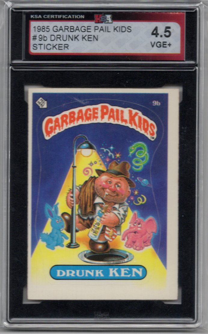 1985 Garbage Pail Kids Drunk Ken Sticker Card #9b KSA 4.5