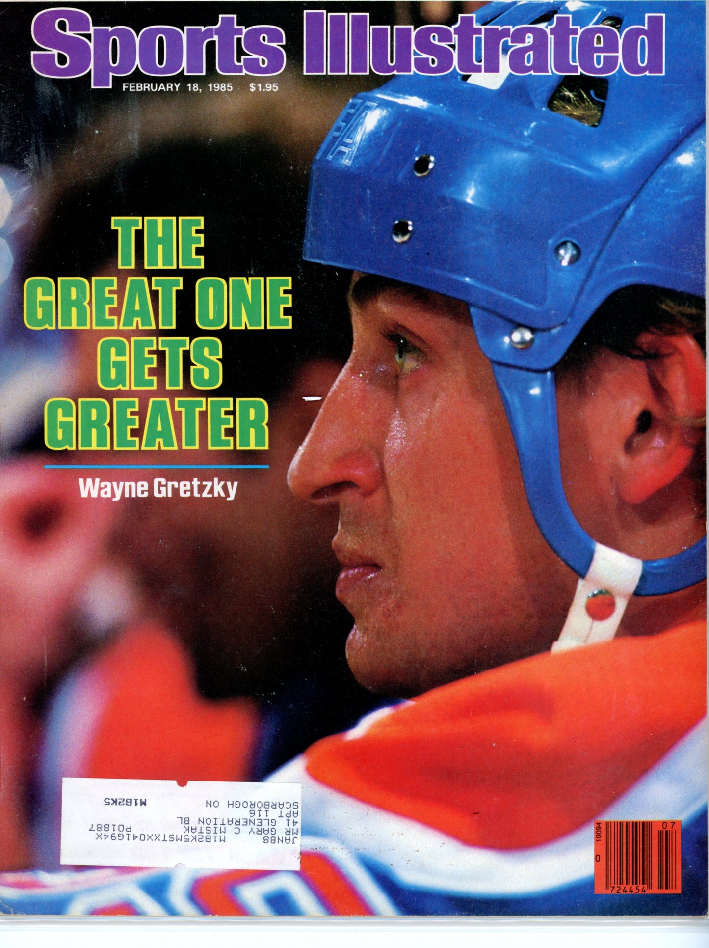 Sports Illustrated Vintage Magazine (February 18, 1985) Wayne Gretzky The Great One Gets Greater Subscription