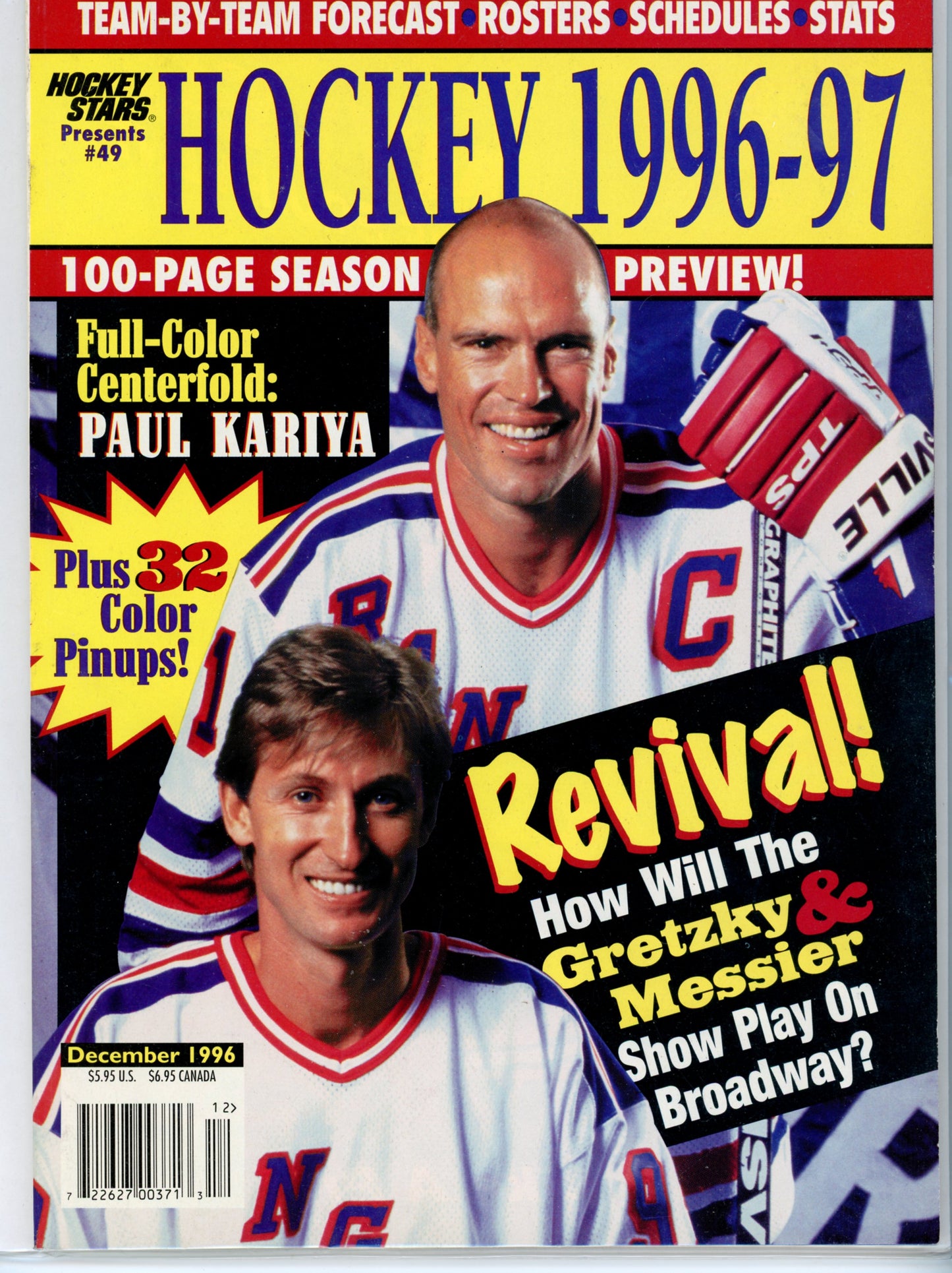 Hockey Stars Issue #49 Hockey 1996-97 Vintage Magazine Gretzky & Messier Cover
