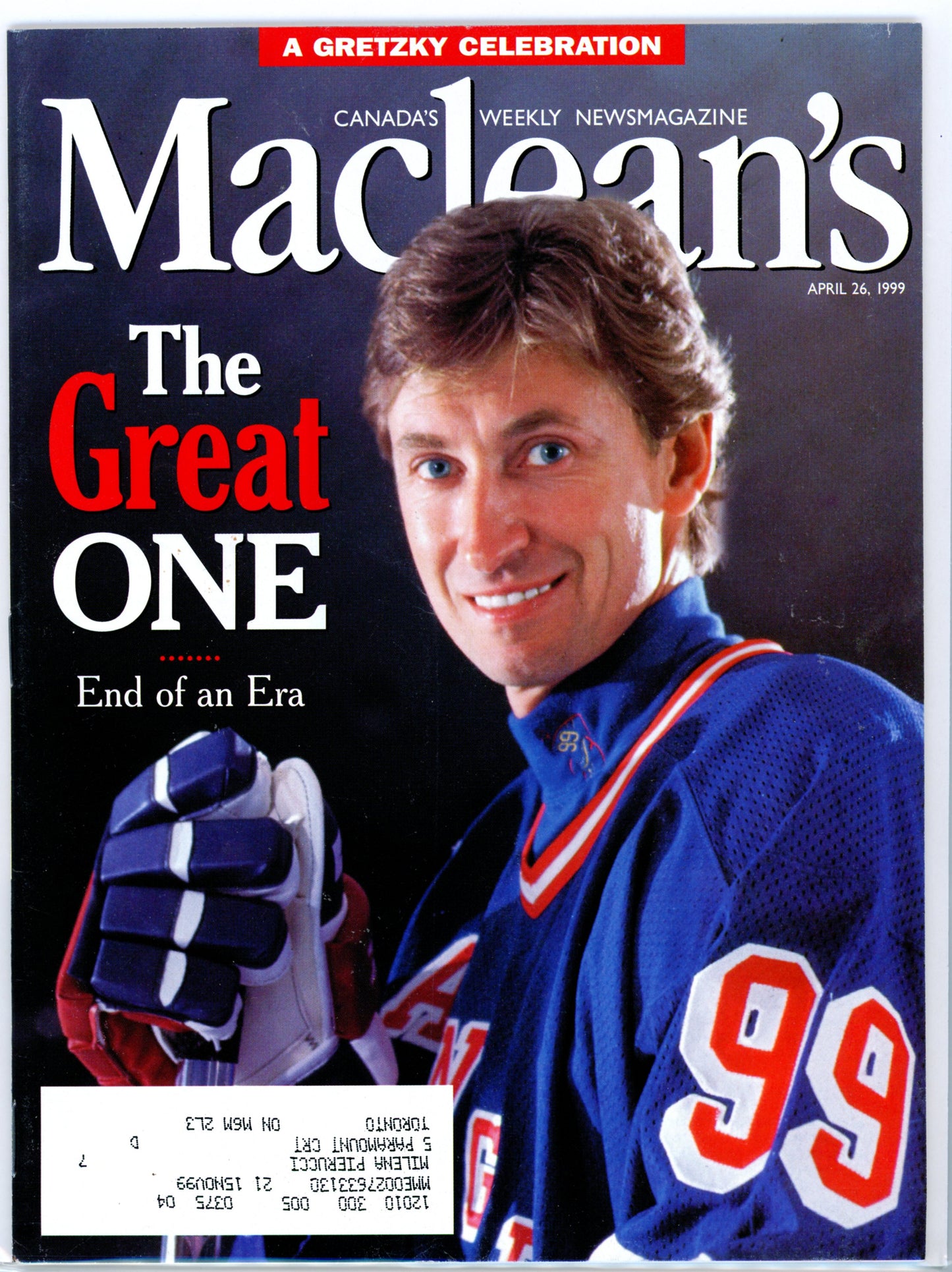 Maclean's Weekly (April 26, 1999) Vintage Newsmagazine A Gretzky Celebration