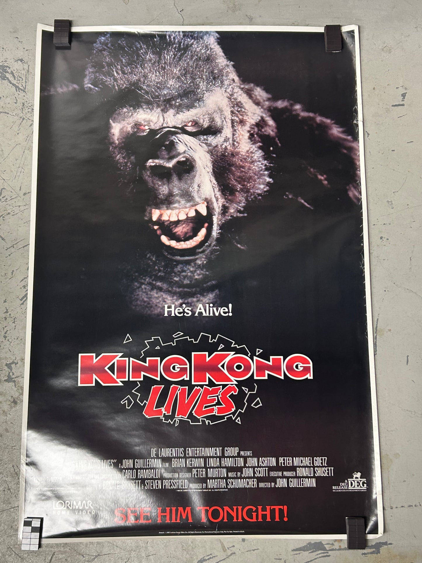 King Kong Lives (1986) Original Vintage Movie Poster VG-EX Condition