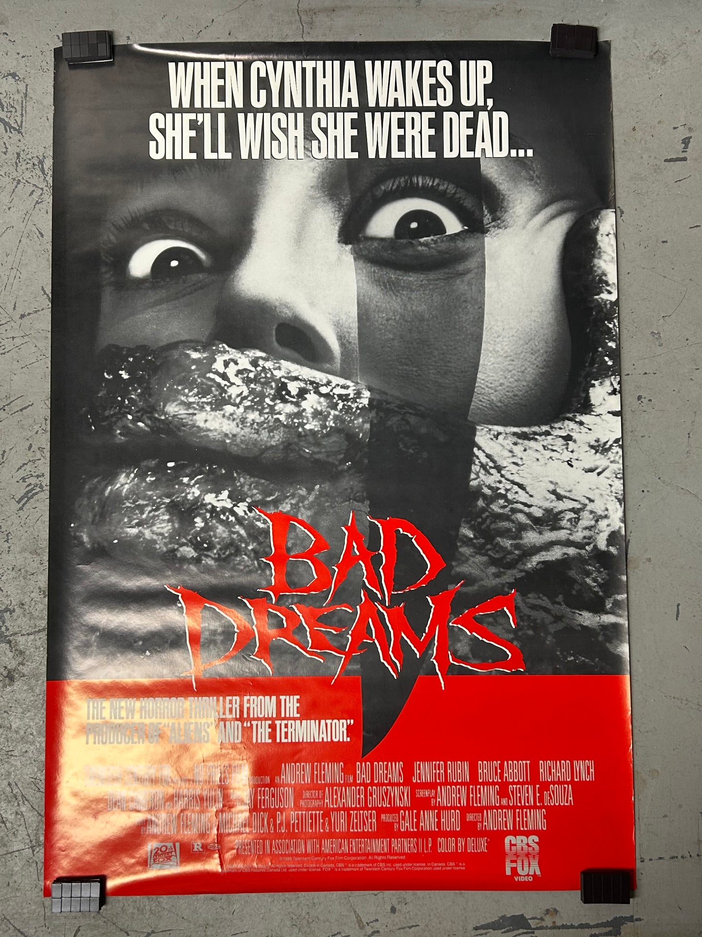 Bad Dreams (1988) Original Vintage Movie Poster VG-EX Condition