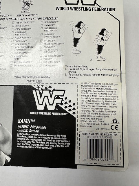 1993 Hasbro Samu of the Head Shrinkers WWF WWE Wrestling Action Figure MOC Sealed