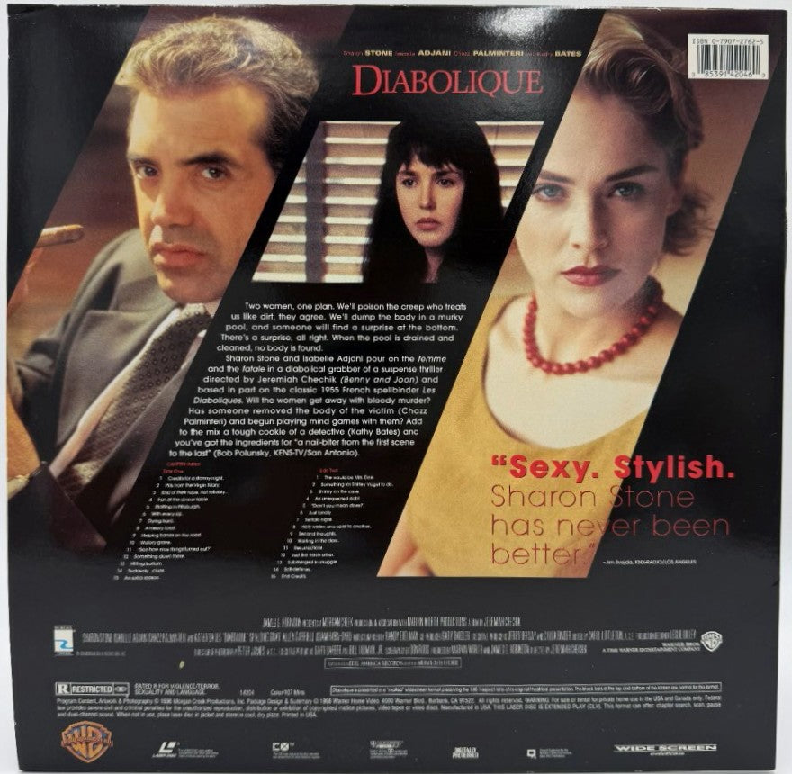 Diabolique (1996) LaserDisc - Sharon Stone, Isabelle Adjani - Warner Home Video Widescreen Edition - EX