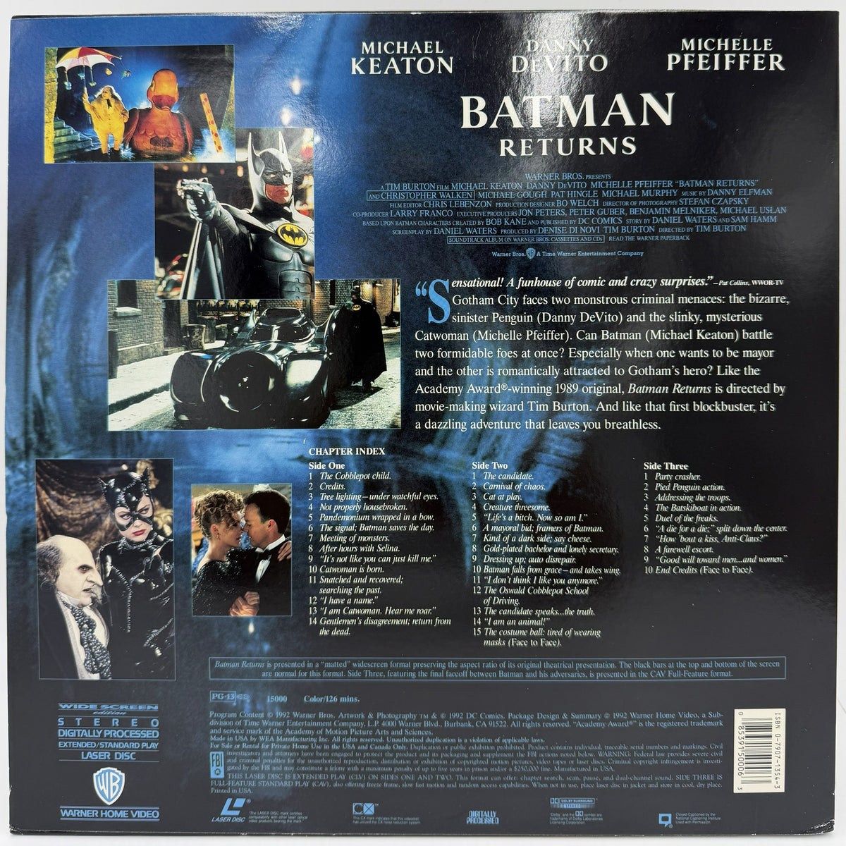 Batman Returns (1992) LaserDisc - Michael Keaton, Michelle Pfeiffer - Warner Home Video Widescreen Edition - EX