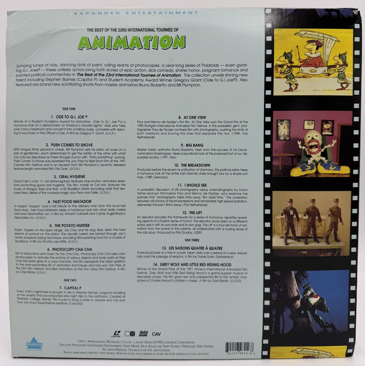 Best of 23rd International Tournée of Animation (1993) LaserDisc - CAV Standard Play - Lumivision / Expanded Entertainment - VG