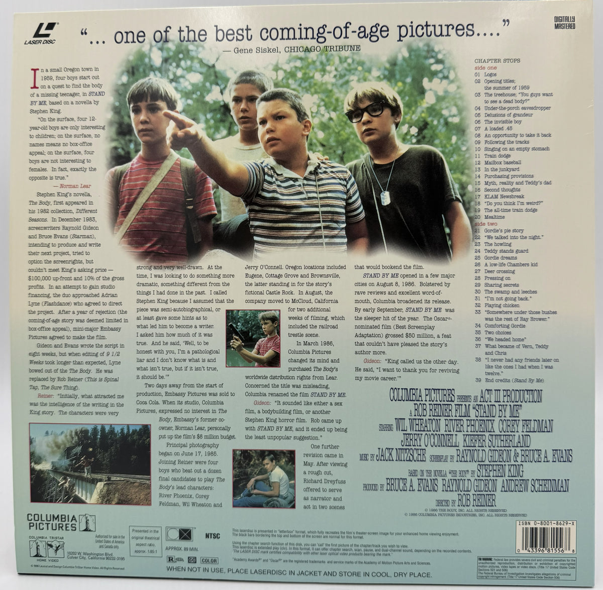 Stand By Me (1986) LaserDisc - Wil Wheaton, River Phoenix - Deluxe Widescreen Presentation - Columbia TriStar - EX