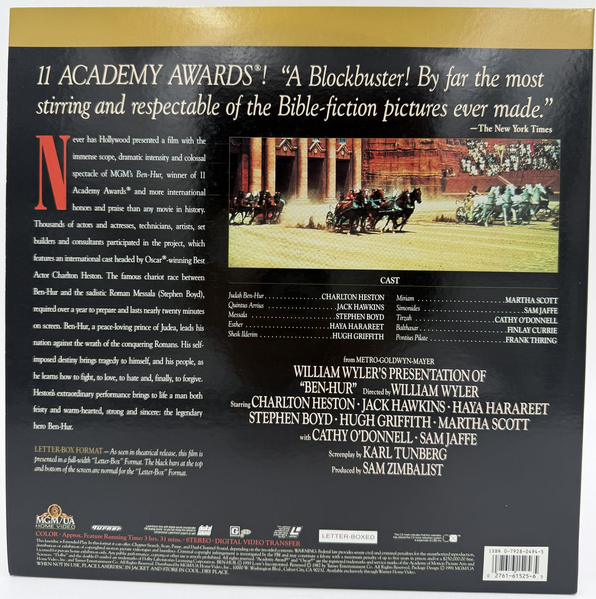 Ben-Hur (1959) LaserDisc - Charlton Heston - Deluxe Letter-Box Edition 2-Disc Set - MGM/UA - EX