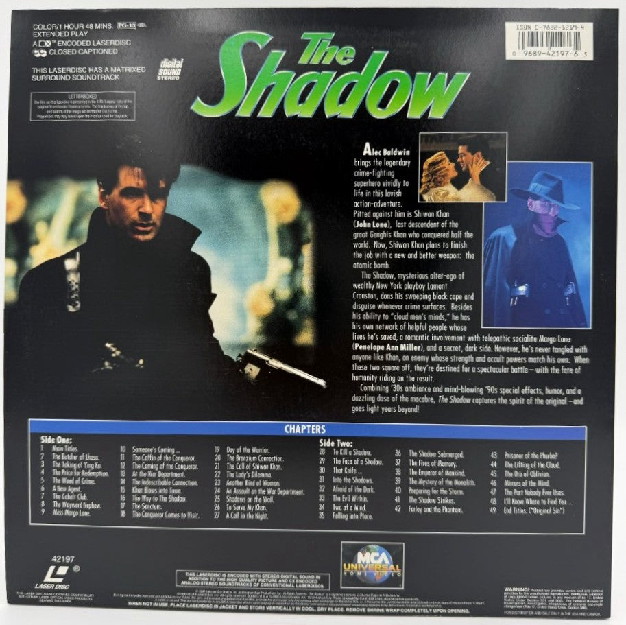 The Shadow (1994) LaserDisc - Alec Baldwin, John Lone, Penelope Ann Miller - Letterboxed Edition - MCA Universal - EX
