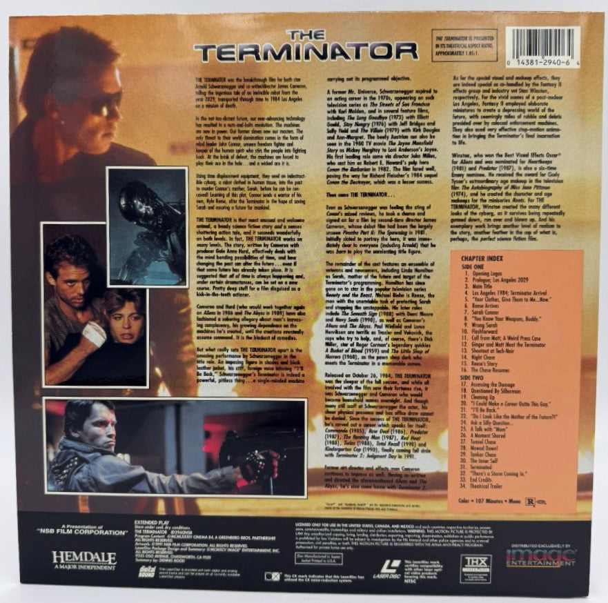 The Terminator (1984) LaserDisc - Arnold Schwarzenegger, Linda Hamilton - THX Widescreen Edition - Image Entertainment - EX