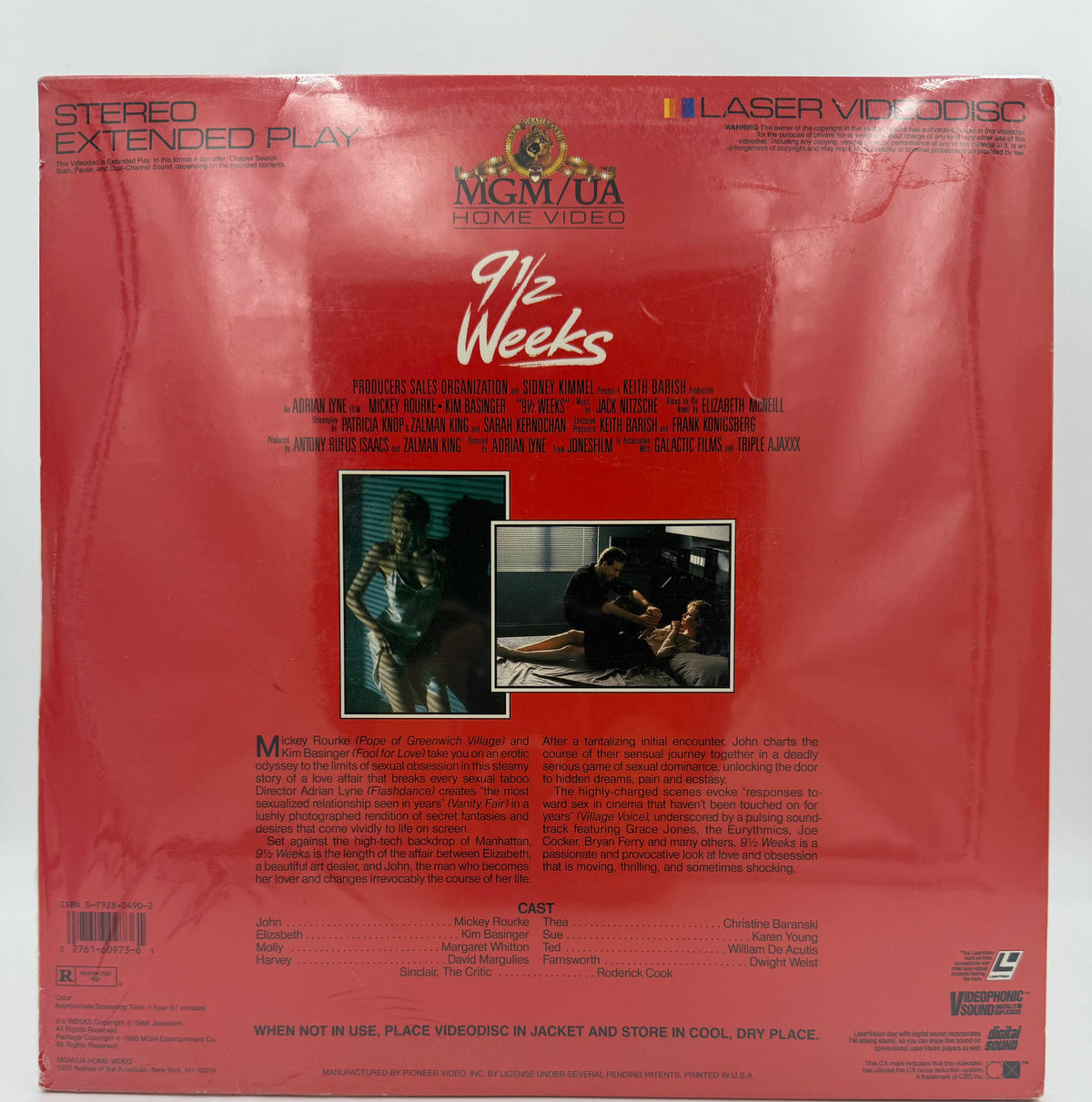 9 ½ Weeks (1986) LaserDisc - EX - Factory Sealed