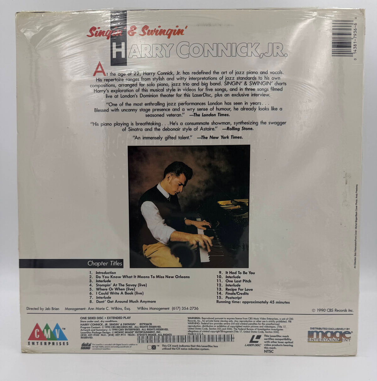 Harry Connick, Jr.: Singin' & Swingin' (1990) LaserDisc - EX - Factory Sealed