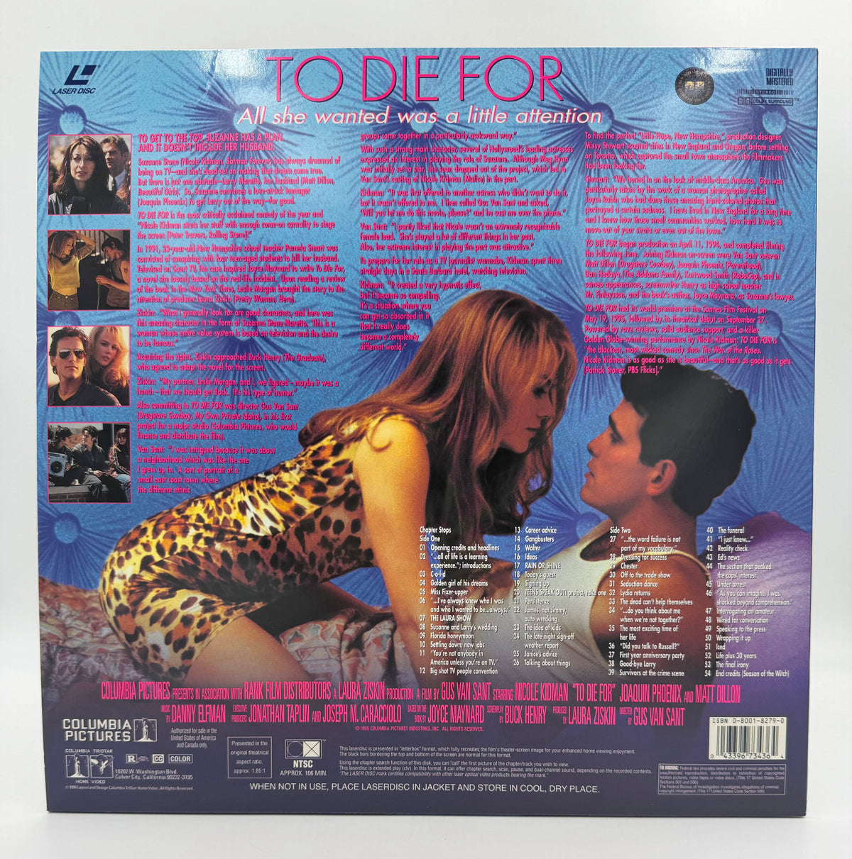 To Die For (1995) Deluxe Widescreen Presentation LaserDisc - EX
