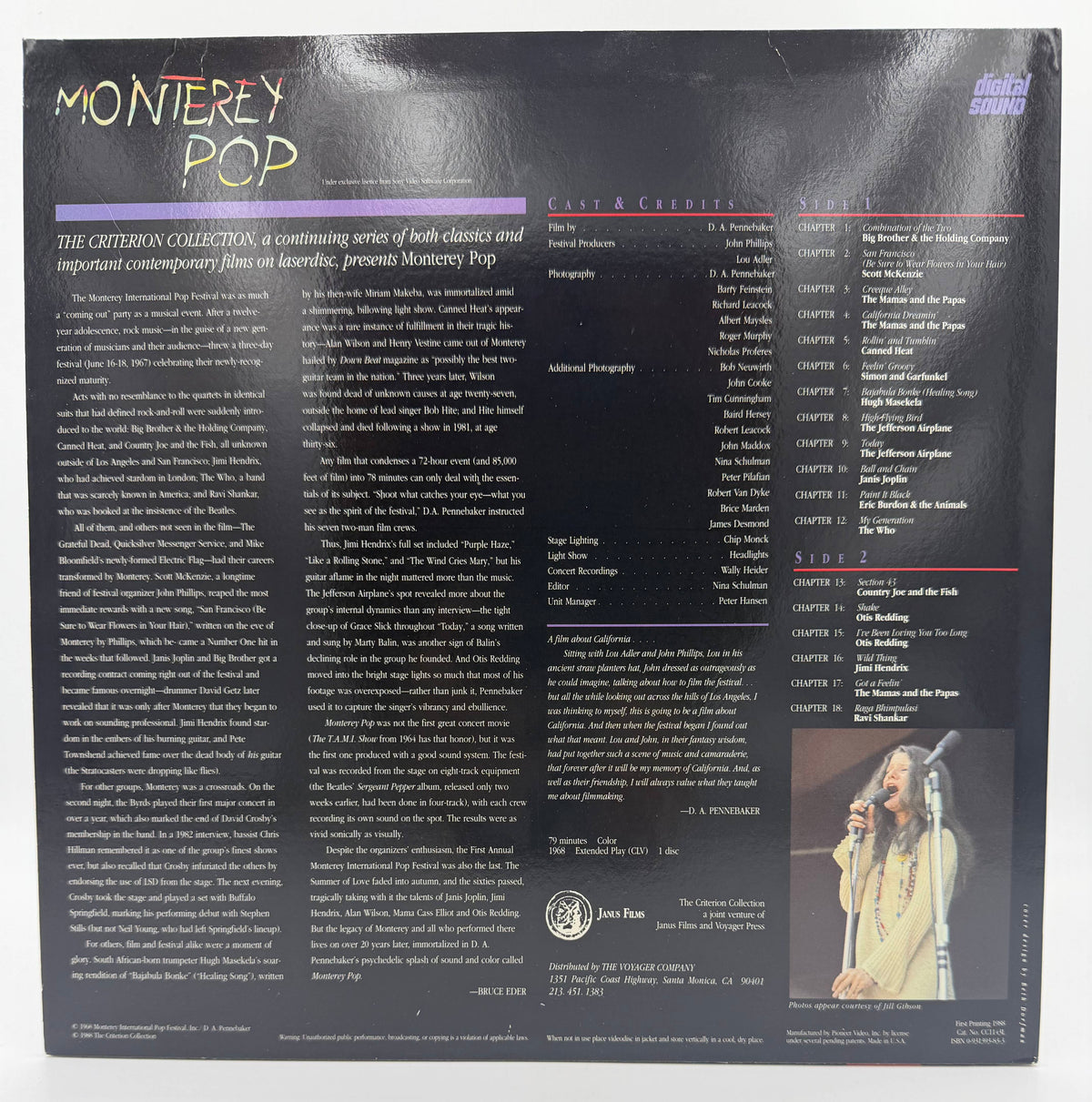 Monterey Pop (1988) The Criterion Collection – LaserDisc - EX