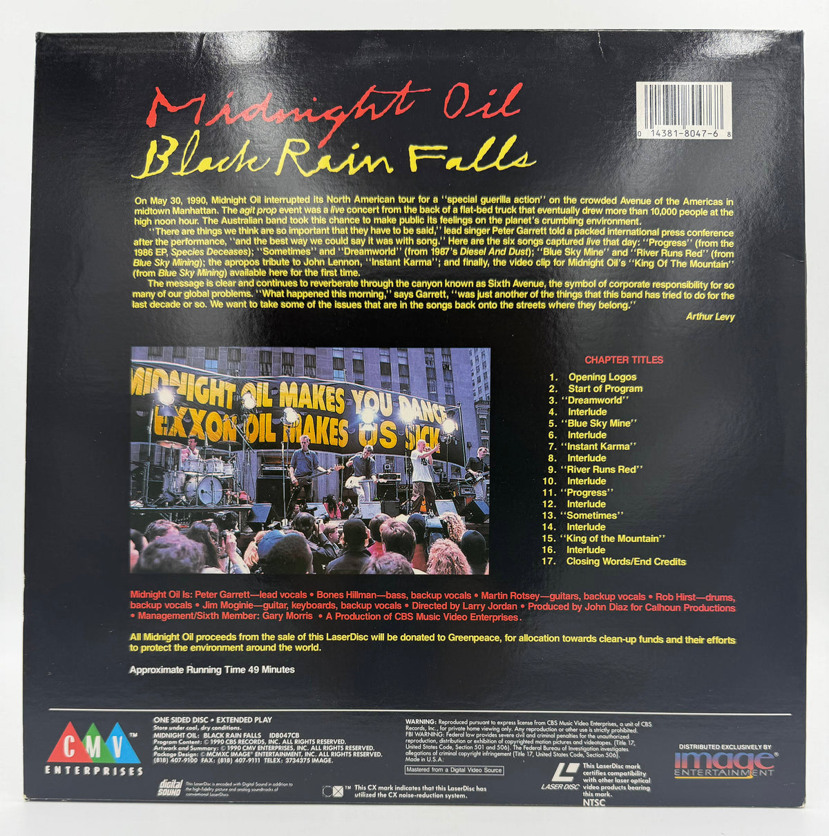 Midnight Oil - Black Rain Falls (1990) LaserDisc - EX