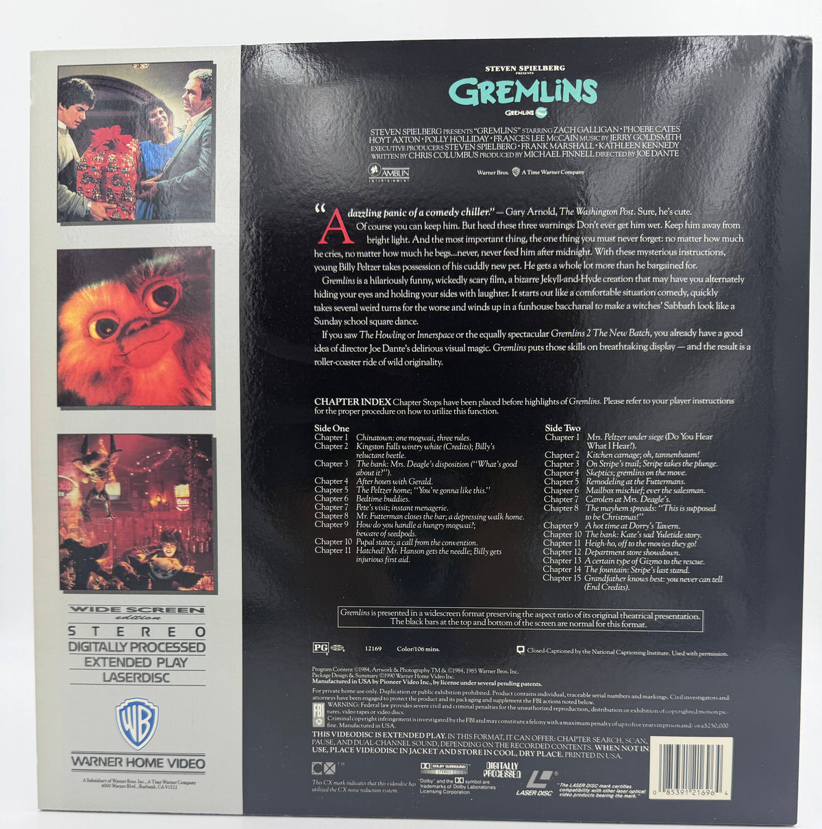Gremlins - Widescreen Edition (1984/1990) LaserDisc - EX