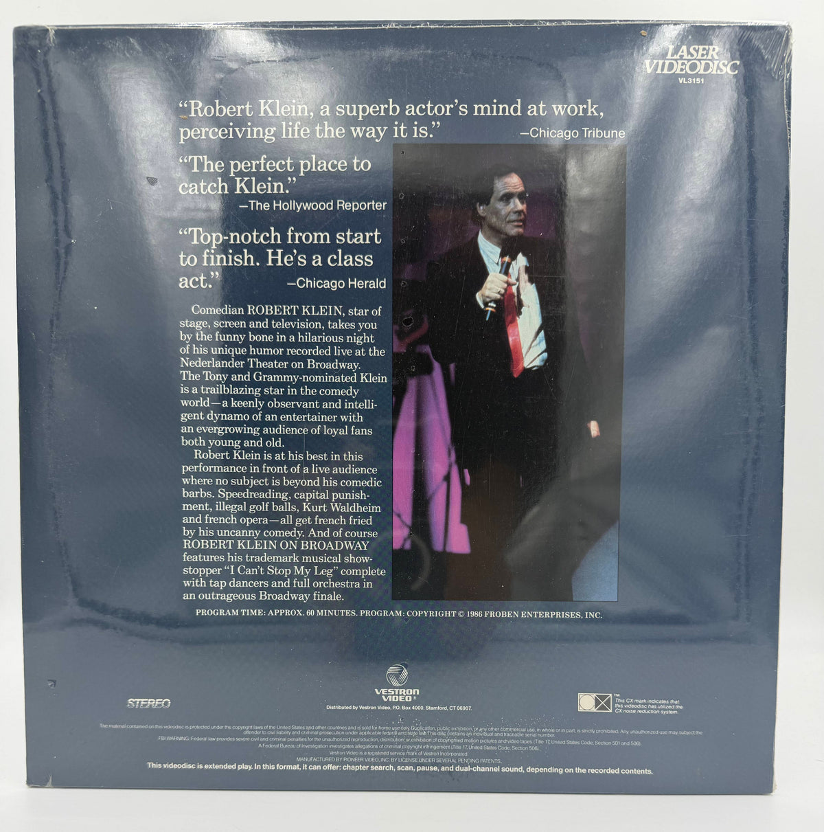 Robert Klein On Broadway (1986) LaserDisc - EX