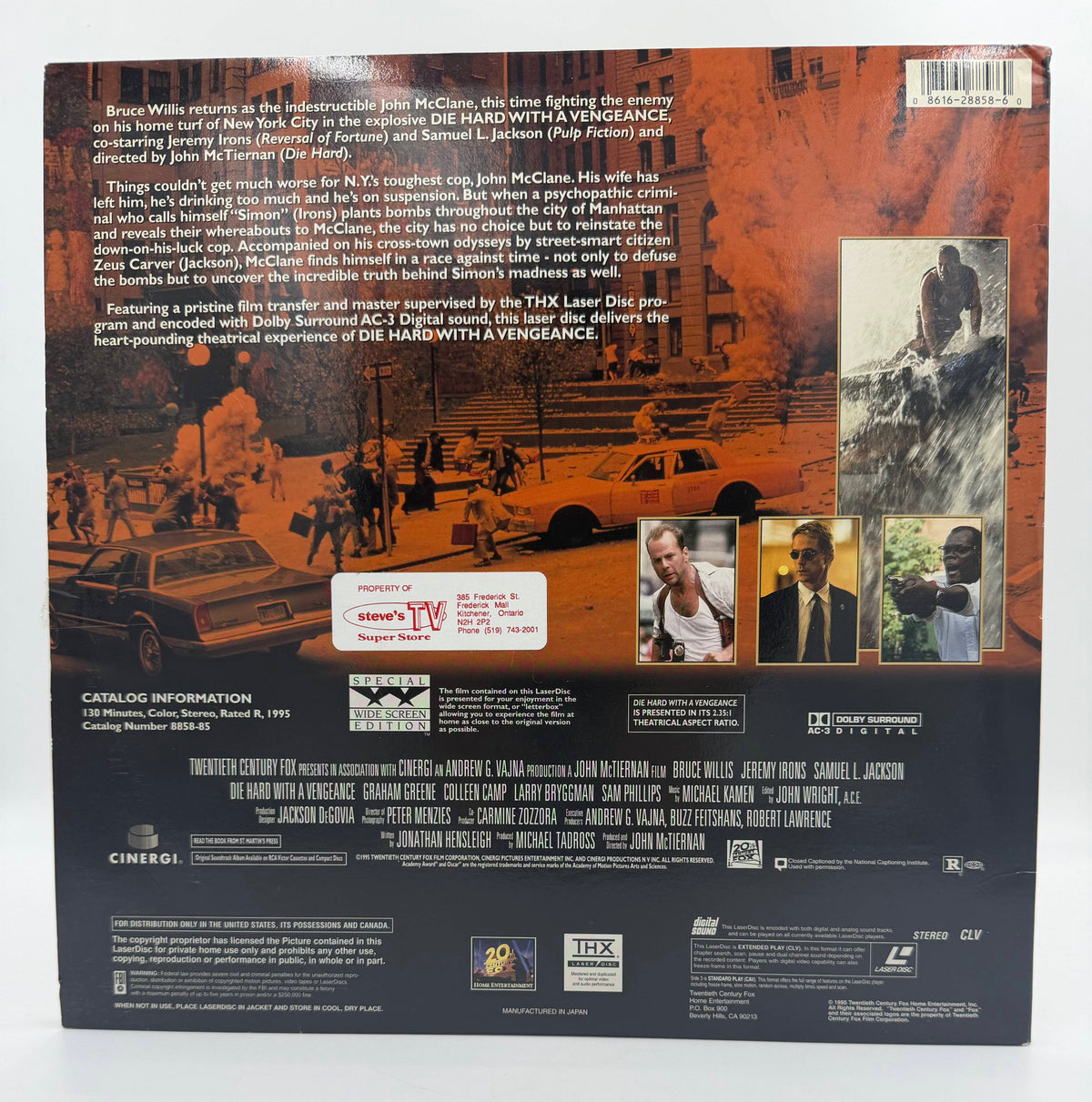 Die Hard With a Vengeance (1995) – Widescreen / THX Special Edition (1995) LaserDisc - EX