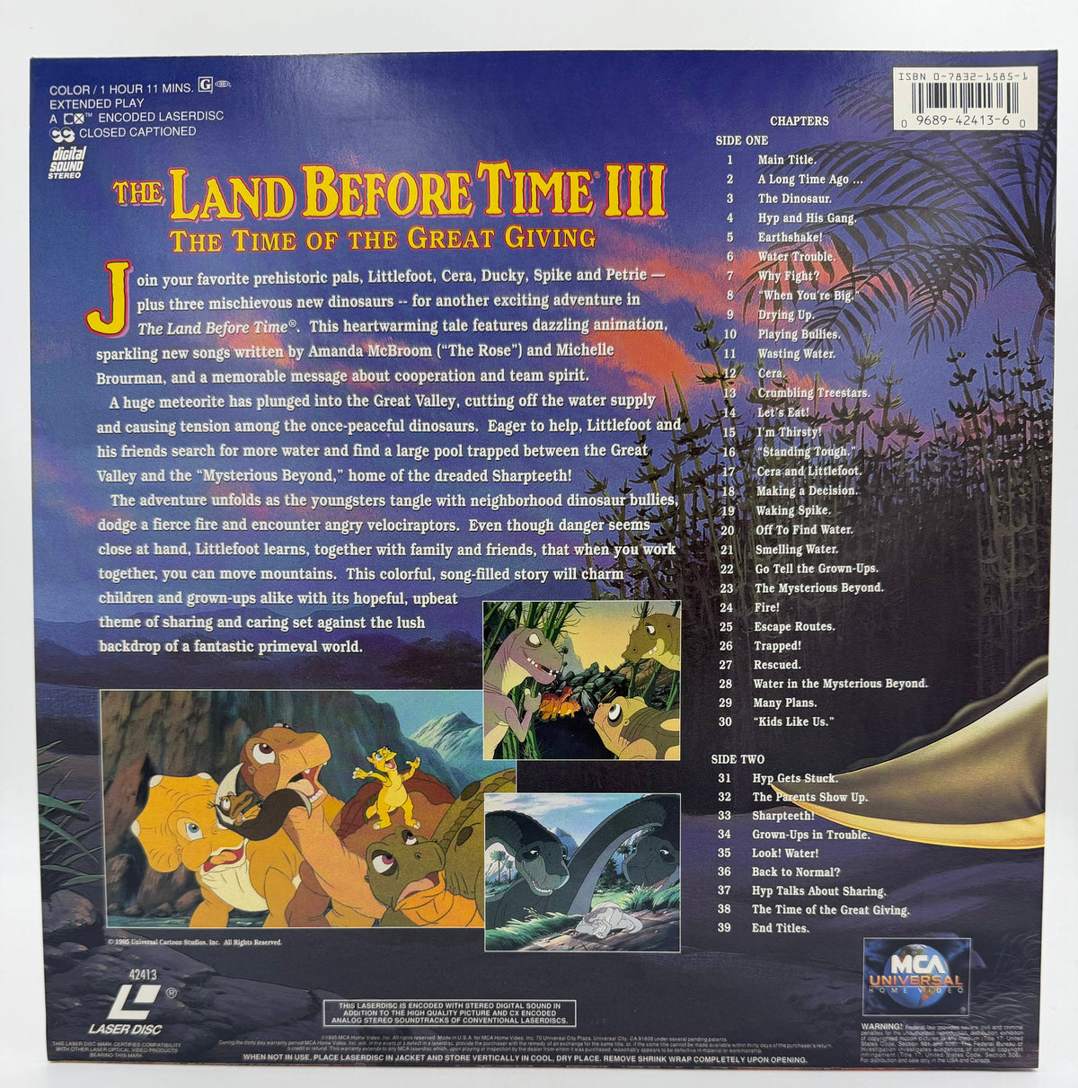 The Land Before Time III: The Time of the Great Giving (1995) – LaserDisc - EX