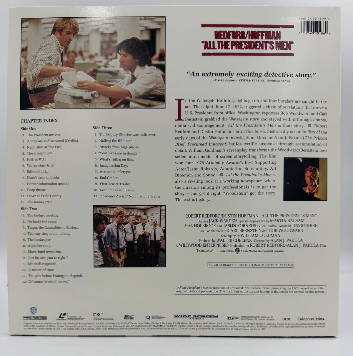 All the President's Men (1994) Wide Screen Edition – LaserDisc - EX