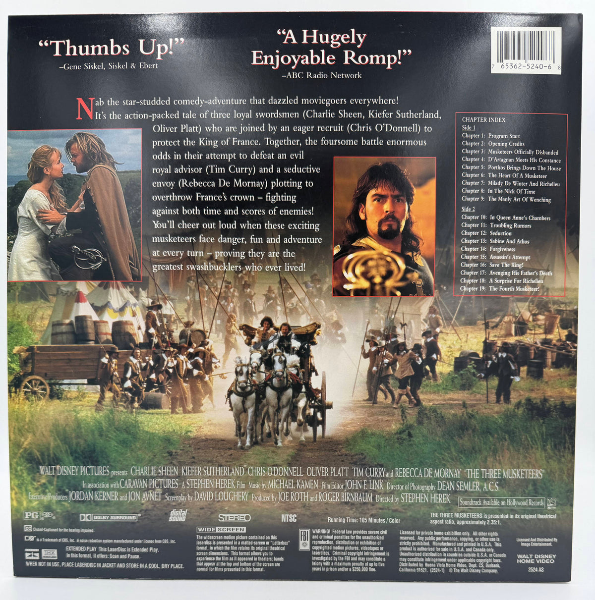 The Three Musketeers (1993) Widescreen – LaserDisc - EX.