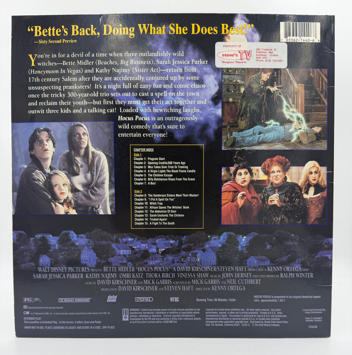 Hocus Pocus (1993) Letterbox Laserdisc – VG+