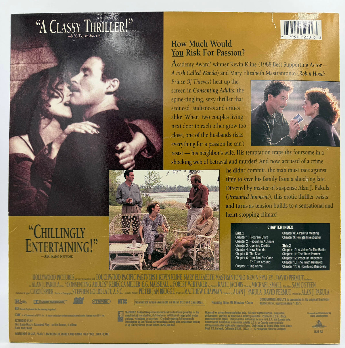 Consenting Adults (1992 / 1993) Letterbox Laserdisc – LaserDisc - EX
