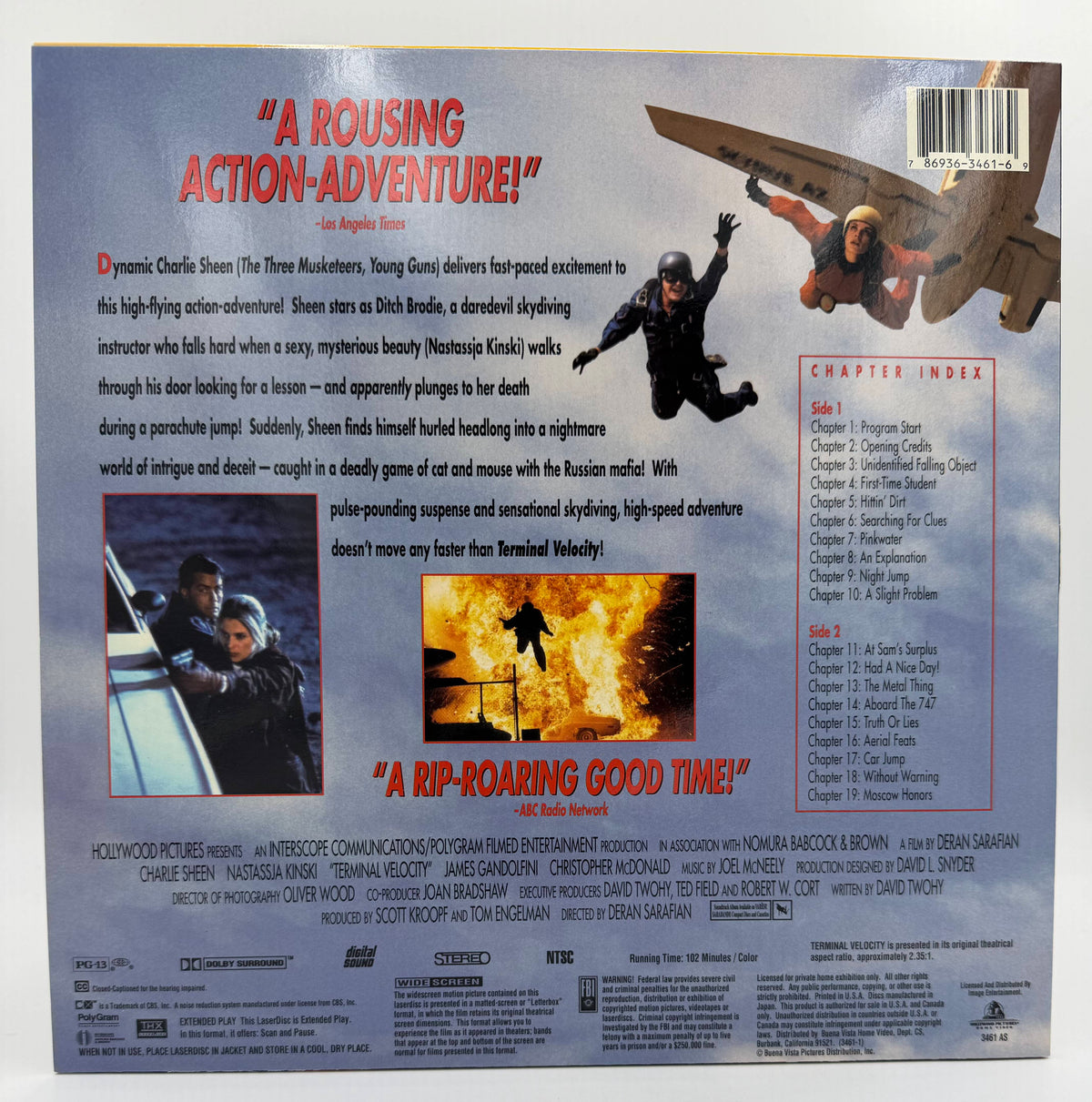 Terminal Velocity (1994 / 1995) Widescreen LaserDisc – LaserDisc - EX