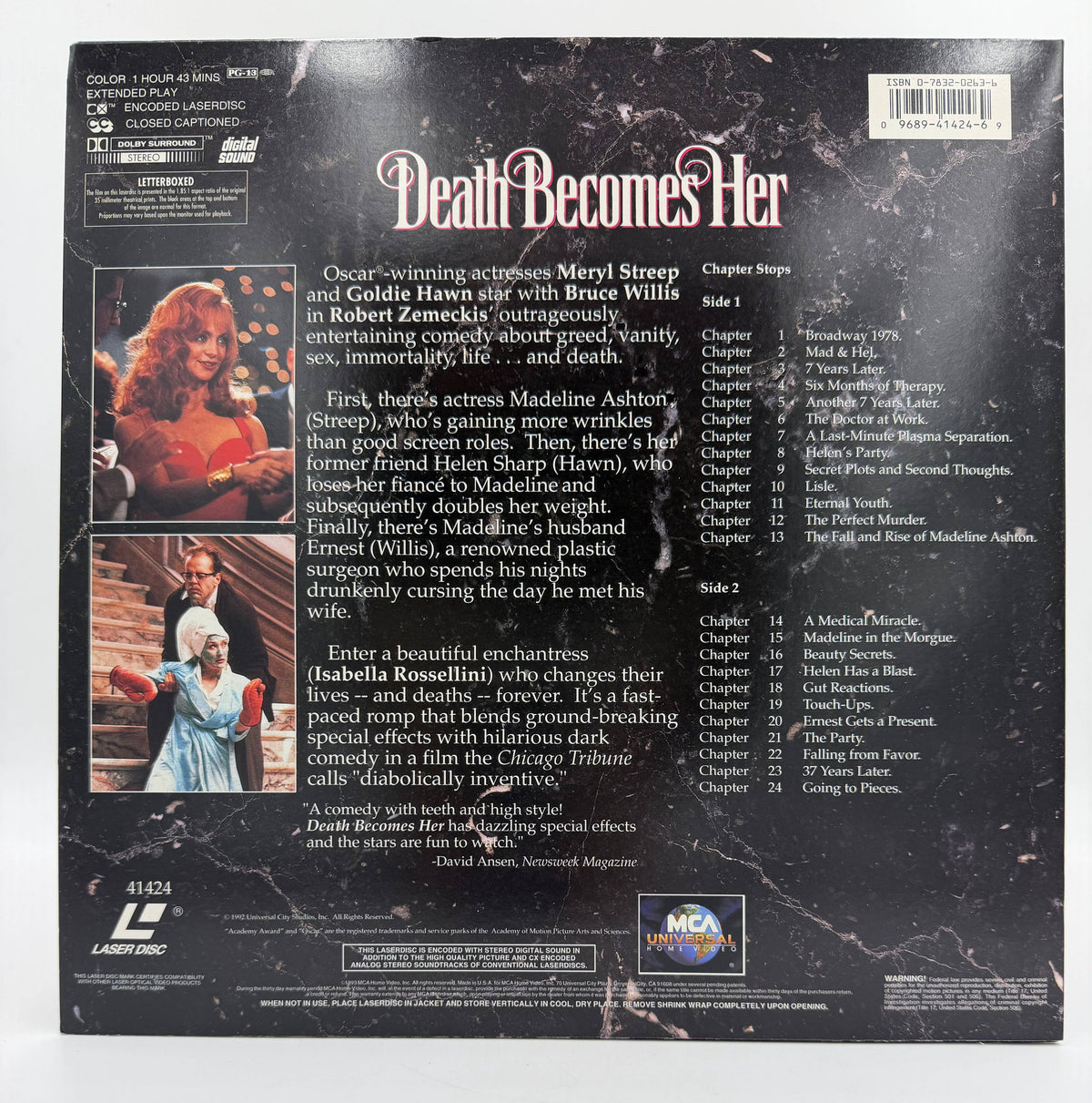 Death Becomes Her (1992 / 1992) Letterboxed Edition – LaserDisc - EX