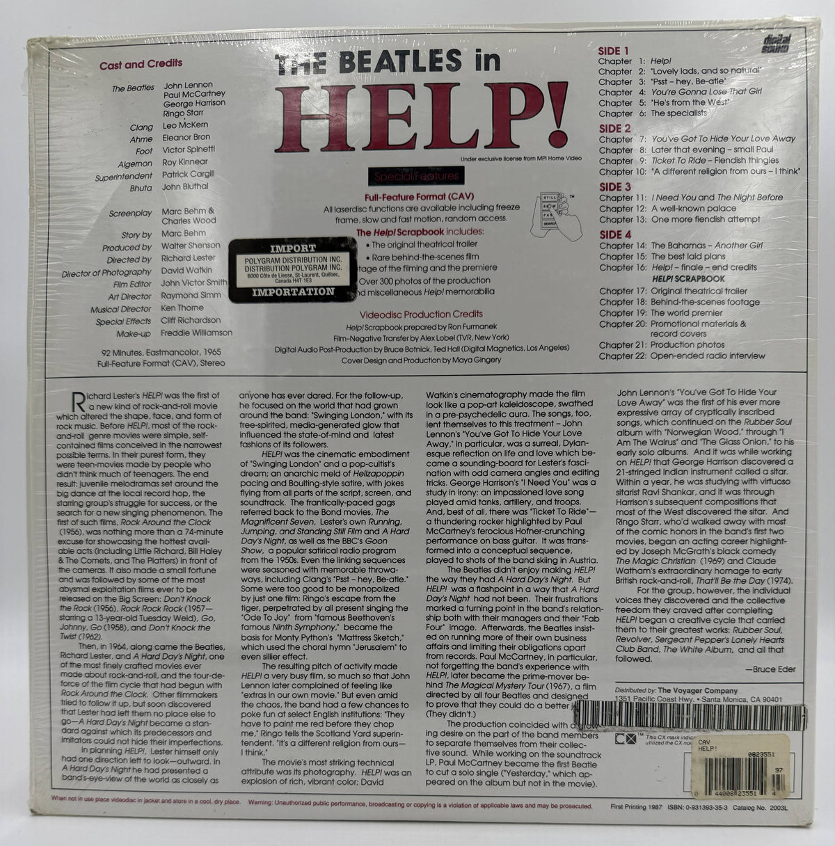 The Beatles in HELP! (1965 / 1987) Criterion Collection Special Edition – LaserDisc - EX - Factory Sealed
