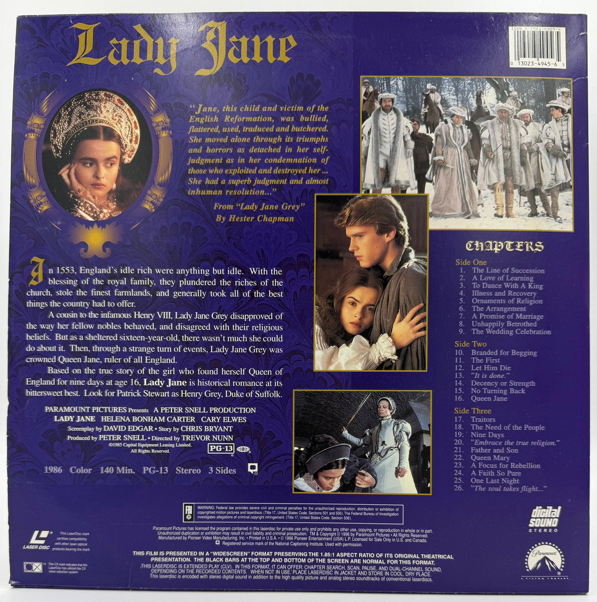 Lady Jane (1986 / 1996) Remastered Widescreen Edition – LaserDisc - VG+