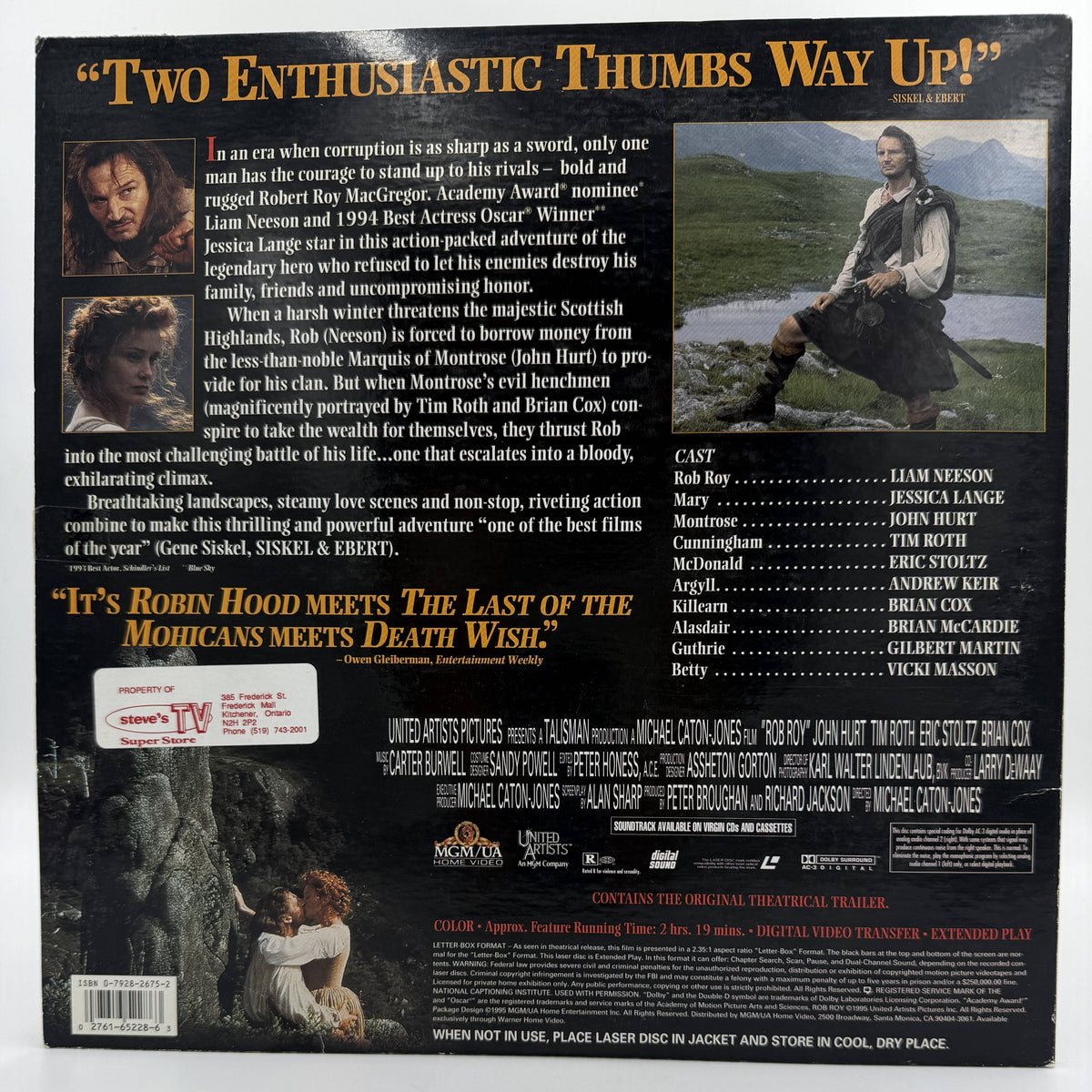 Rob Roy (1995 / 1995) Widescreen Edition – LaserDisc - VG+