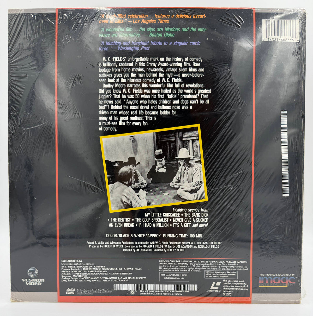 W.C. Fields: Straight Up (1986 / 1990) Standard Edition – LaserDisc - EX - Factory Sealed