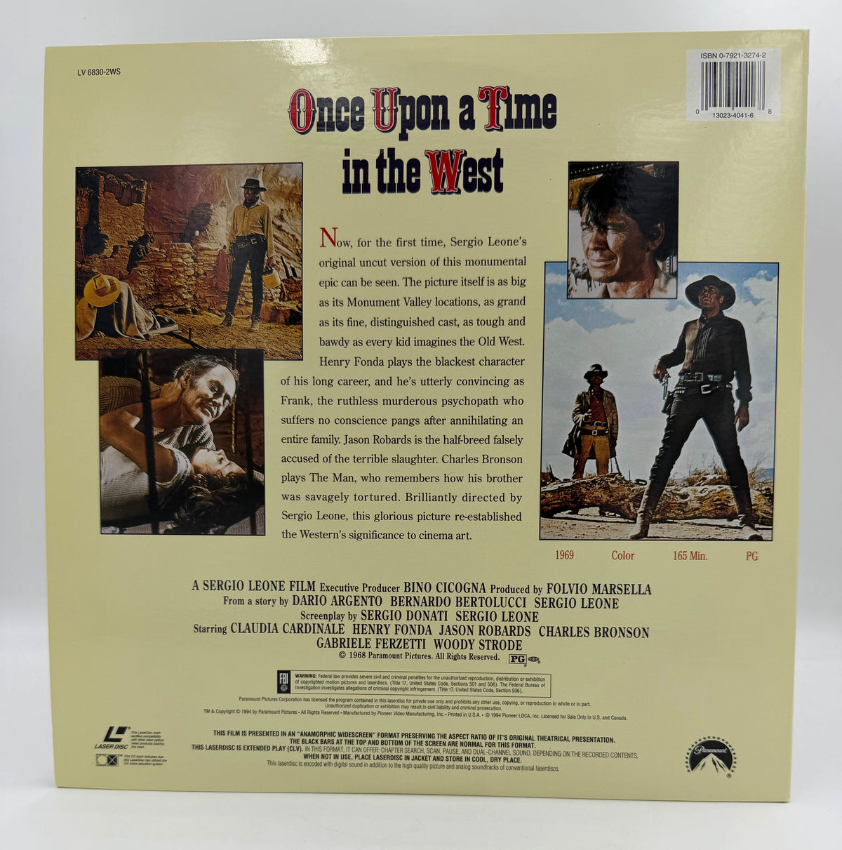 Once Upon a Time in the West (1968 / 1994) Widescreen Edition – LaserDisc - EX