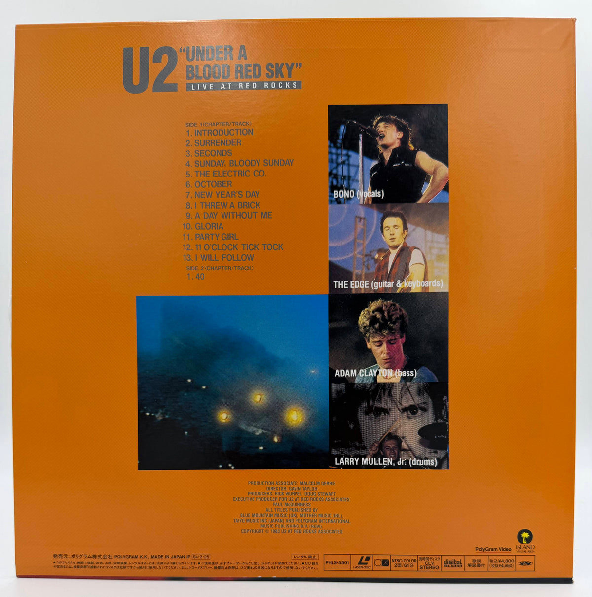 U2: Live at Red Rocks – "Under a Blood Red Sky" (1983 / 1994) PolyGram Japanese Import LaserDisc - EX