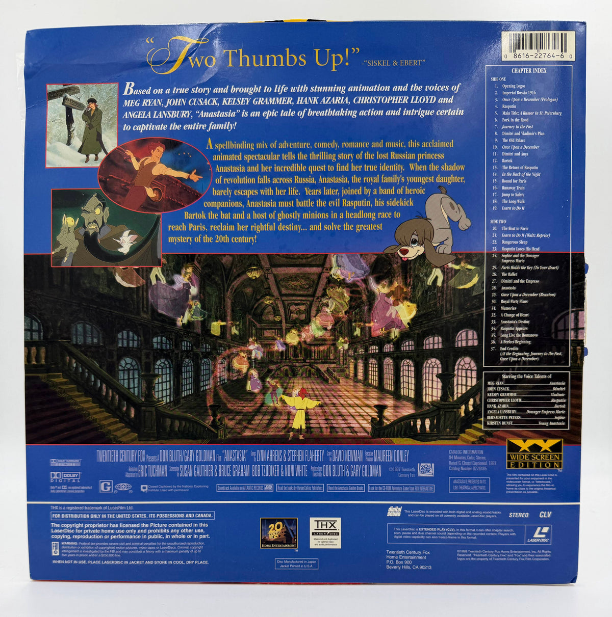 Anastasia: Widescreen Edition (1997 / 1998) 20th Century Fox Home Entertainment THX LaserDisc - VG+