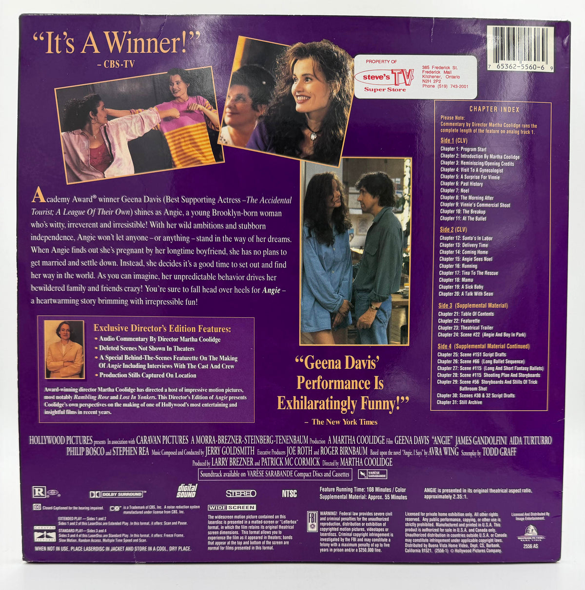 Angie: Exclusive Widescreen Director's Edition (1994) Hollywood Pictures / Image Entertainment 2-Disc LaserDisc Set - VG+