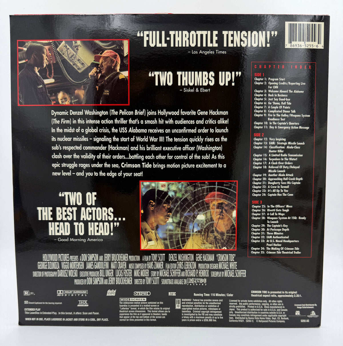 Crimson Tide: Widescreen Edition (1995 / 1996) Hollywood Pictures / Image Entertainment 2-Disc LaserDisc Set - EX