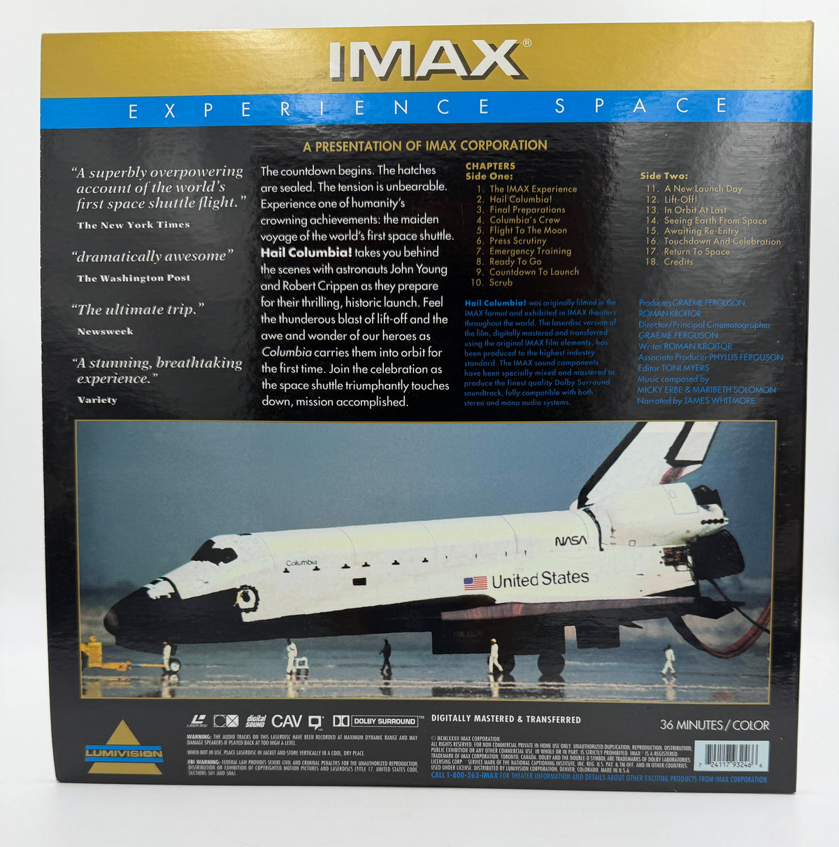 Hail Columbia! Experience Space (1982 / 1993) Lumivision / IMAX Corporation CAV LaserDisc - EX